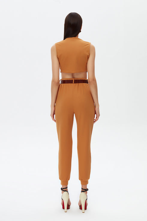 Belt detailed comfort pants